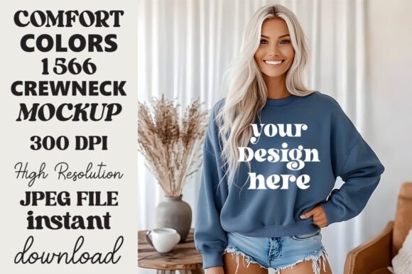 Comfort Colors 1566 Mockup Blue Jean 7 Review for Embroidery Projects