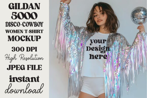 Trendy Disco Ball Gildan 5000 Mockup 10