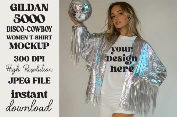 Trendy Disco Ball Gildan 5000 Mockup 21